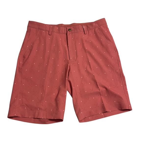 Greg Norman Mens Golf Shorts Size 32 Golf Ball Print Zip Fly Mid Rise Quick Dry - Picture 1 of 10